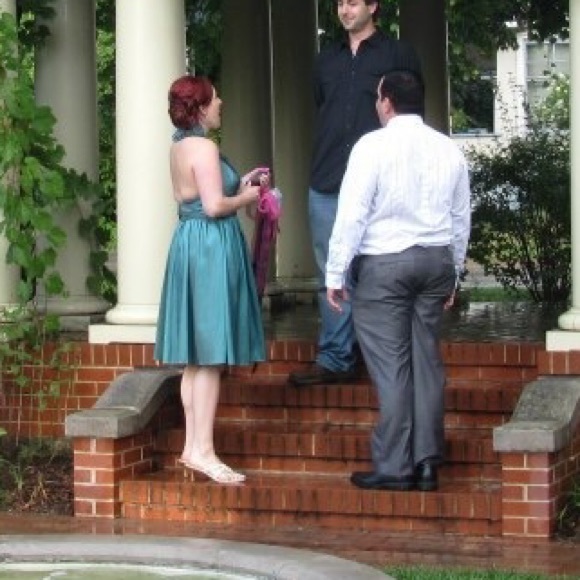 WToo Tuxedo Halter Backless Dress in Foliage Sz 12 - Picture 5 of 5